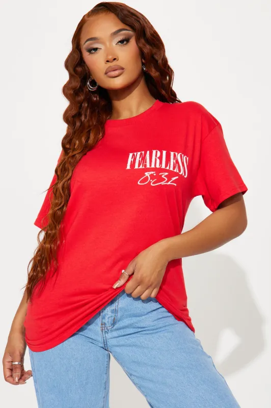 God On My Side Fearless Tee - Red sold by Fashion Nova
