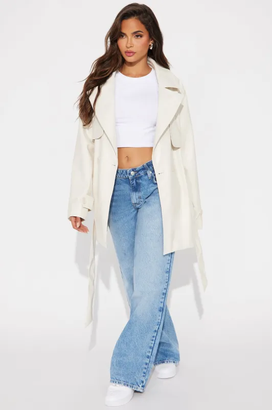 Running Errands Faux Leather Coat - Cream sold by Fashion Nova