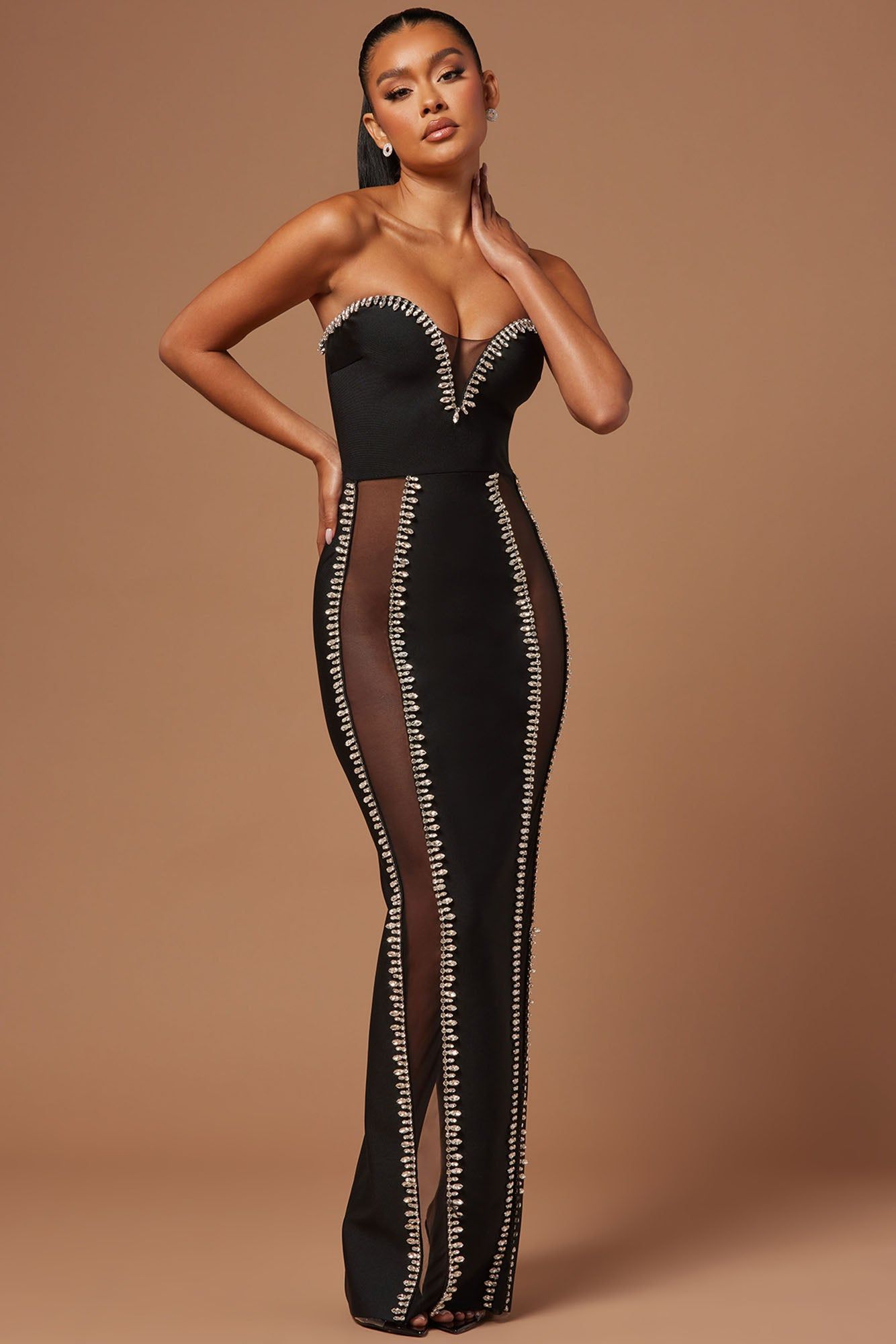 Misha Embellished Bandage Maxi Dress - Black sold by Fashion Nova