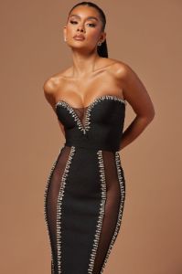 Misha Embellished Bandage Maxi Dress - Black sold by Fashion Nova