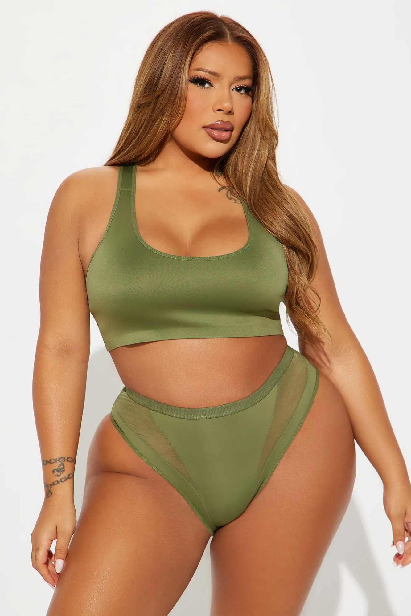 Weekend Vibe Mesh Cheeky Panty - Olive sold by Fashion Nova product image thumbnail 5