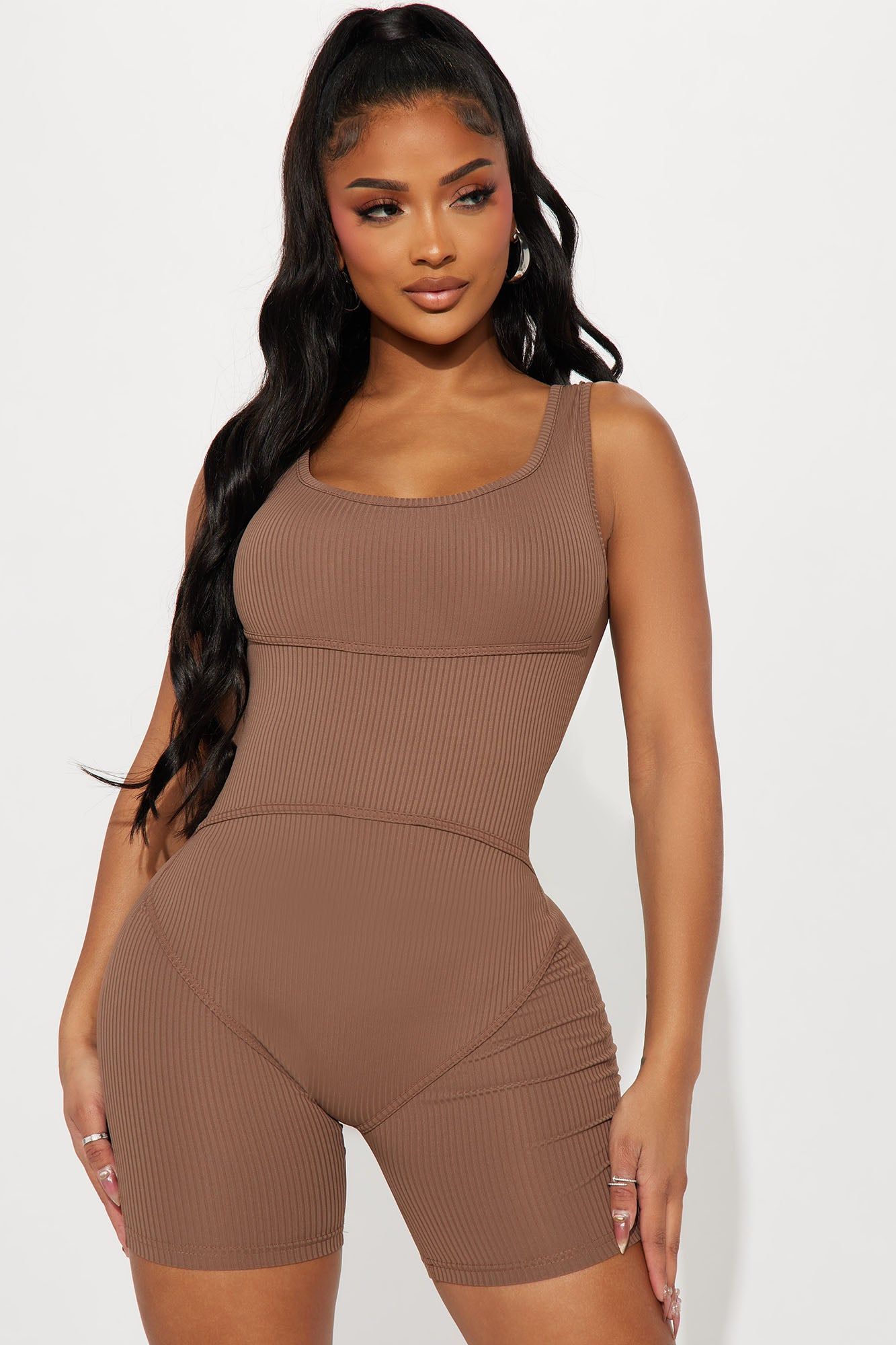 Kiraz Ribbed Romper - Brown sold by Fashion Nova product image thumbnail 2