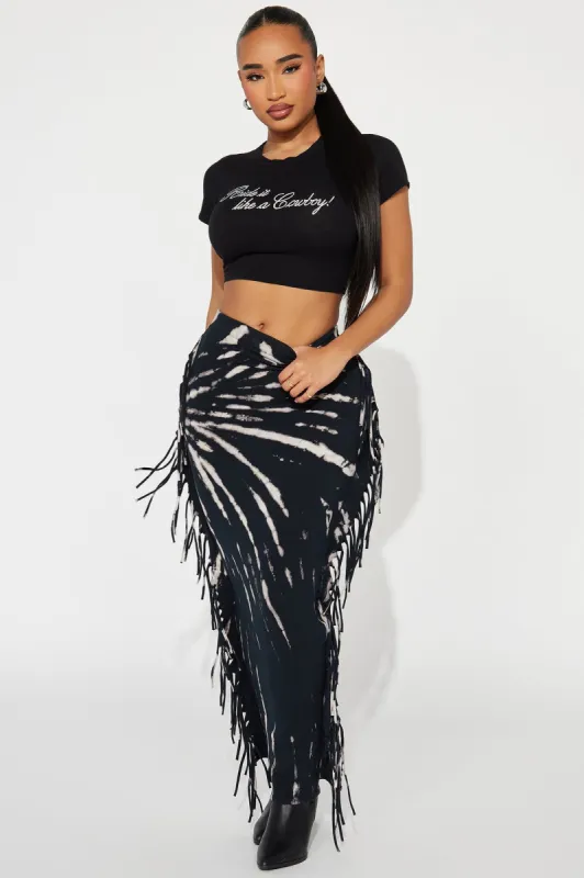 Damari Tie Dye Maxi Skirt - Black/combo sold by Fashion Nova