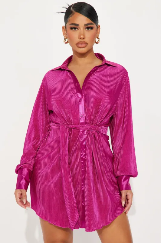 Bailey Plisse Mini Dress - Pink sold by Fashion Nova