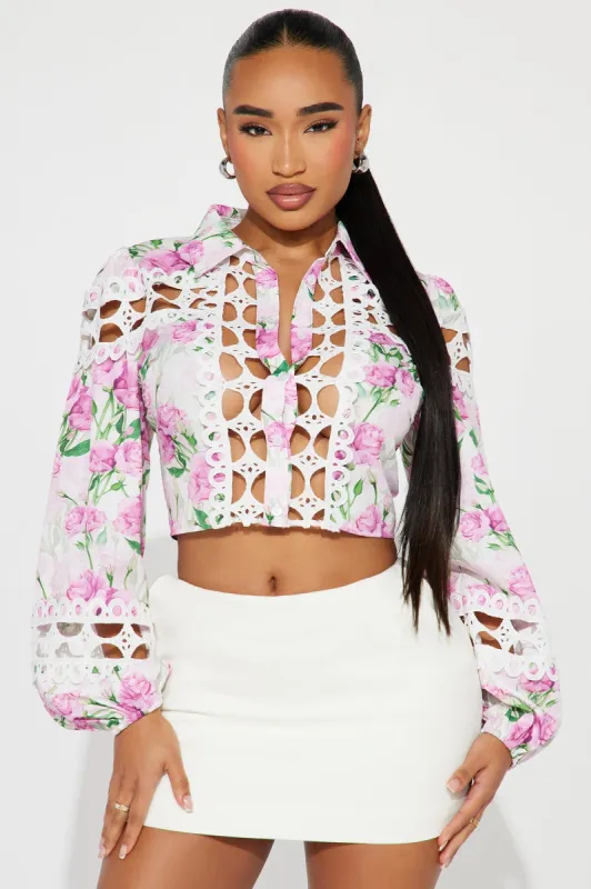 Ambrosia Floral Shirt - Ivory/combo sold by Fashion Nova
