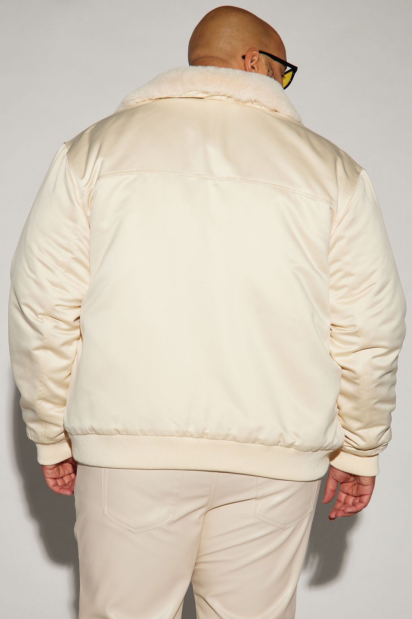 Faux Fur Collar Aviator Bomber Jacket - Cream sold by Fashion Nova product image thumbnail 3