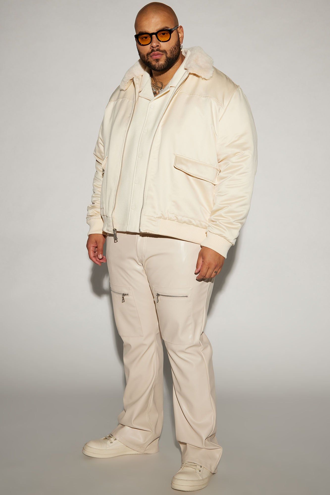 Faux Fur Collar Aviator Bomber Jacket - Cream sold by Fashion Nova product image thumbnail 2