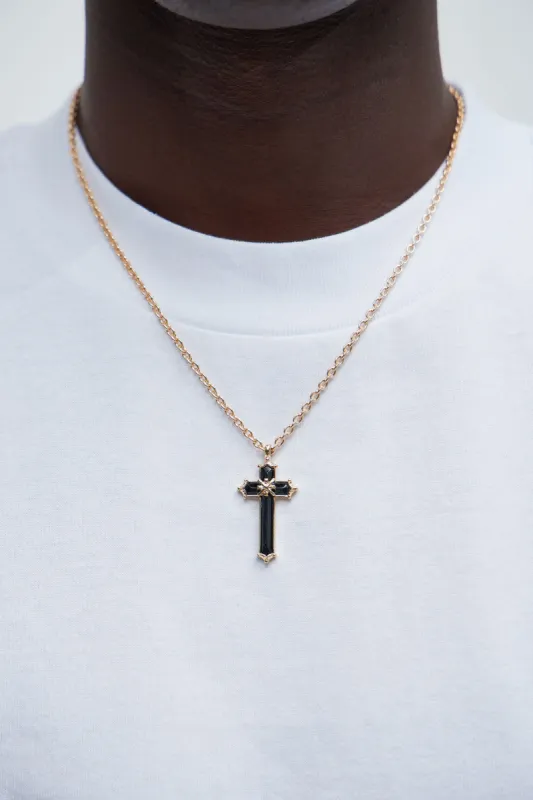 Black Cross Necklace - Gold sold by Fashion Nova