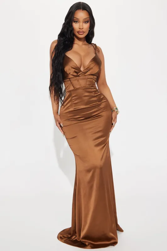 Bernadette Satin Gown - Chocolate made by Fashion Nova