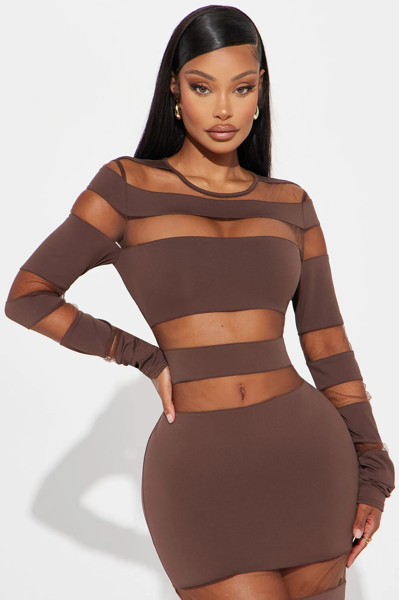 Gemma Cut Out Mesh Maxi Dress - Brown sold by Fashion Nova product image thumbnail 2