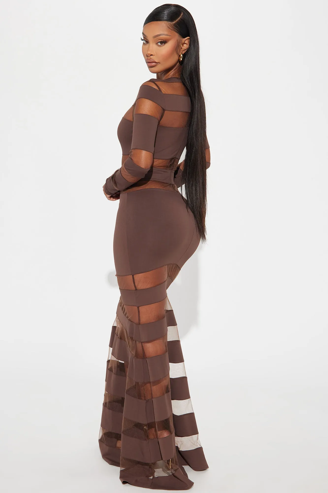 Gemma Cut Out Mesh Maxi Dress - Brown sold by Fashion Nova product image thumbnail 3
