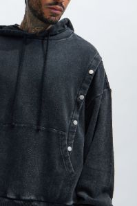 Tyson Snap Panel Oversized Hoodie - Black Wash sold by Fashion Nova