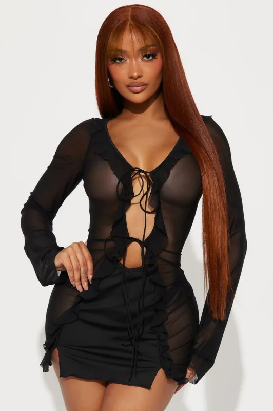 Yuna Mesh Micro Mini Dress - Black sold by Fashion Nova
