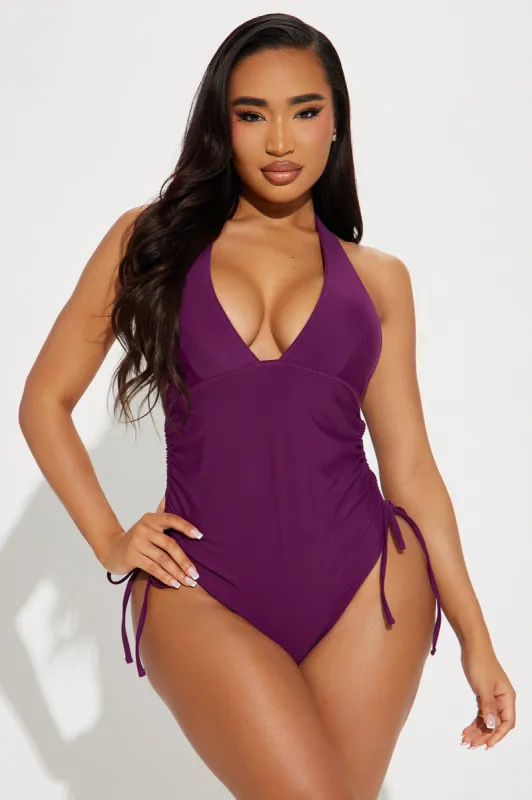 Lorraine V Neck 1 Piece Swimsuit - Purple sold by Fashion Nova