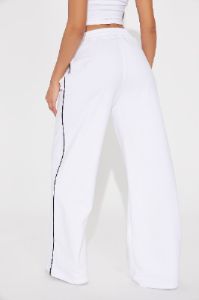Sporty Contrast Wide Leg Pant - White sold by Fashion Nova