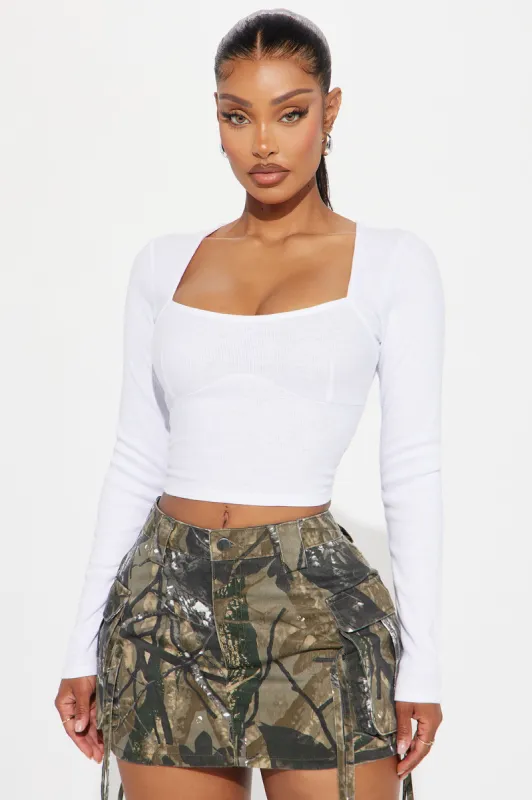 Gabriella Long Sleeve Top - White sold by Fashion Nova