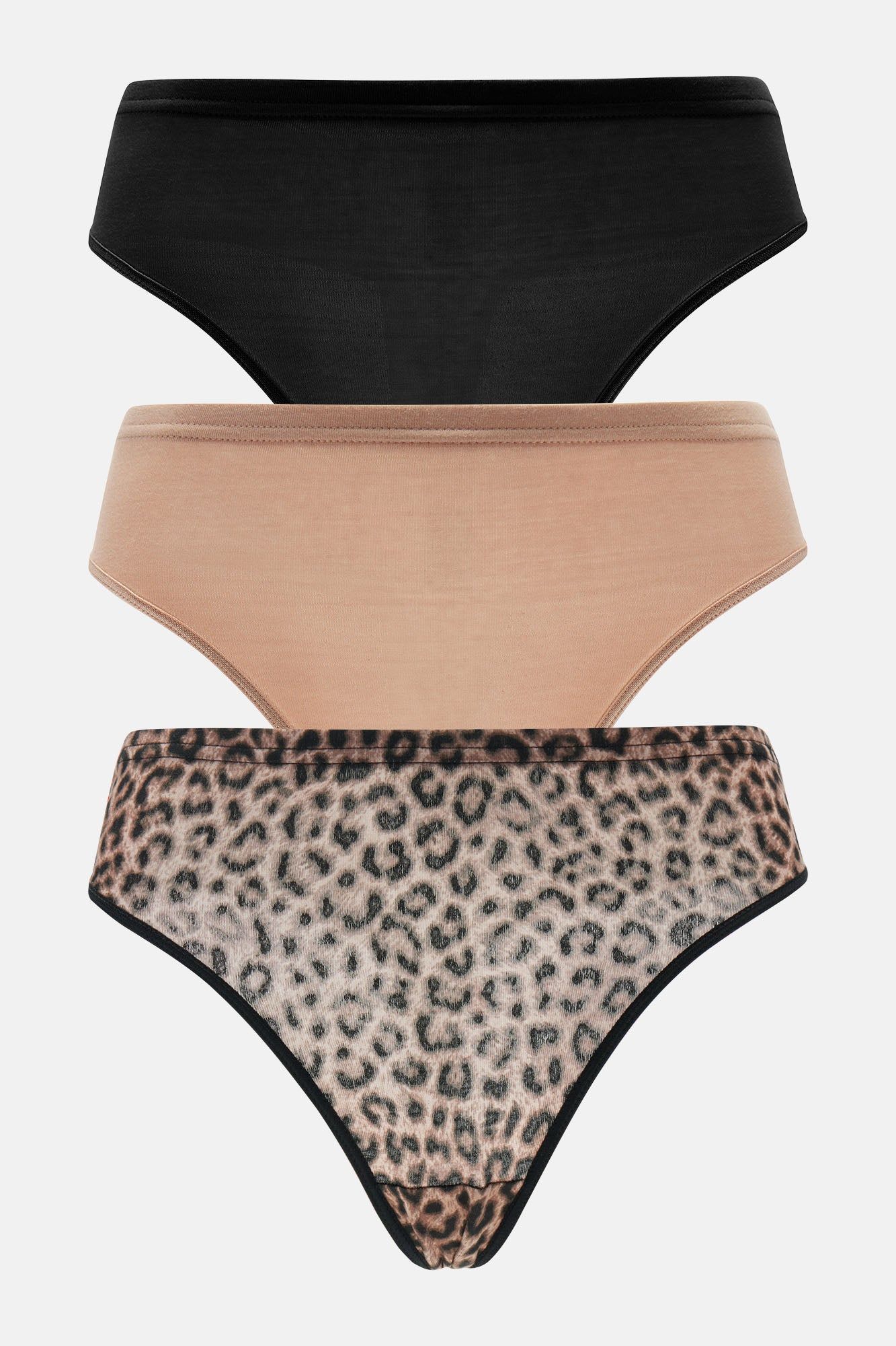 Made To Fit Brief 3 Pack Panties - Black/combo sold by Fashion Nova