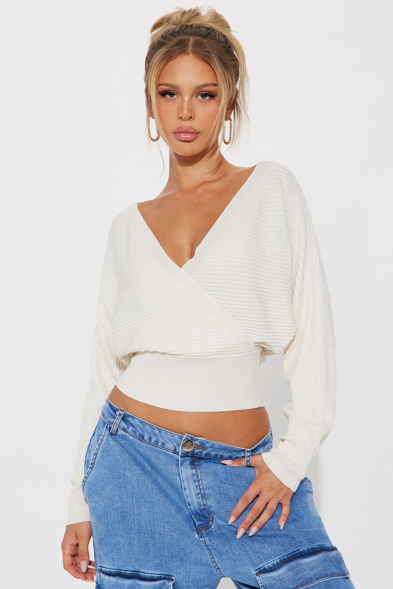 Seine Surplice Sweater - Off White sold by Fashion Nova