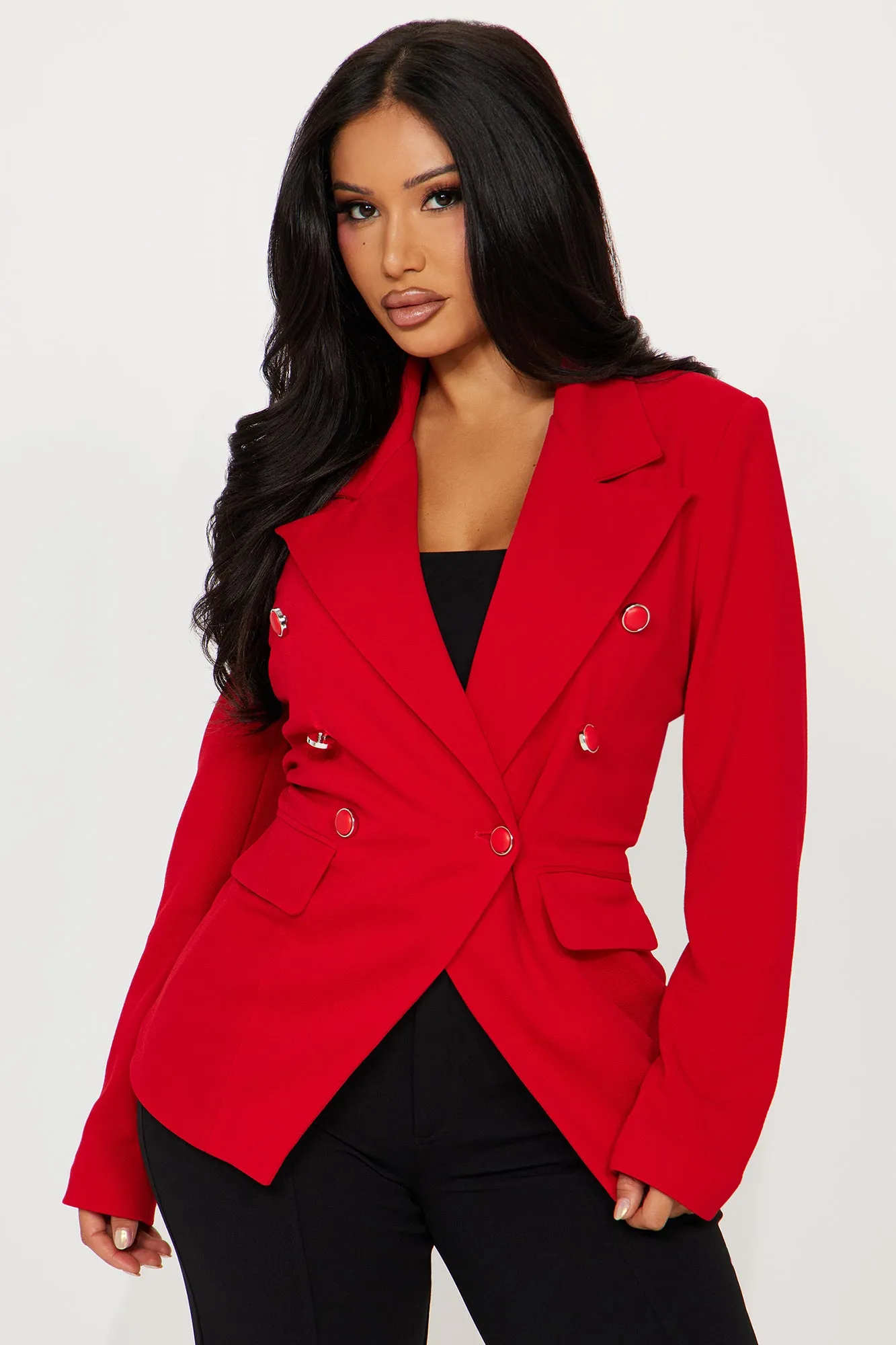 Leave It To Me Blazer - Red sold by Fashion Nova