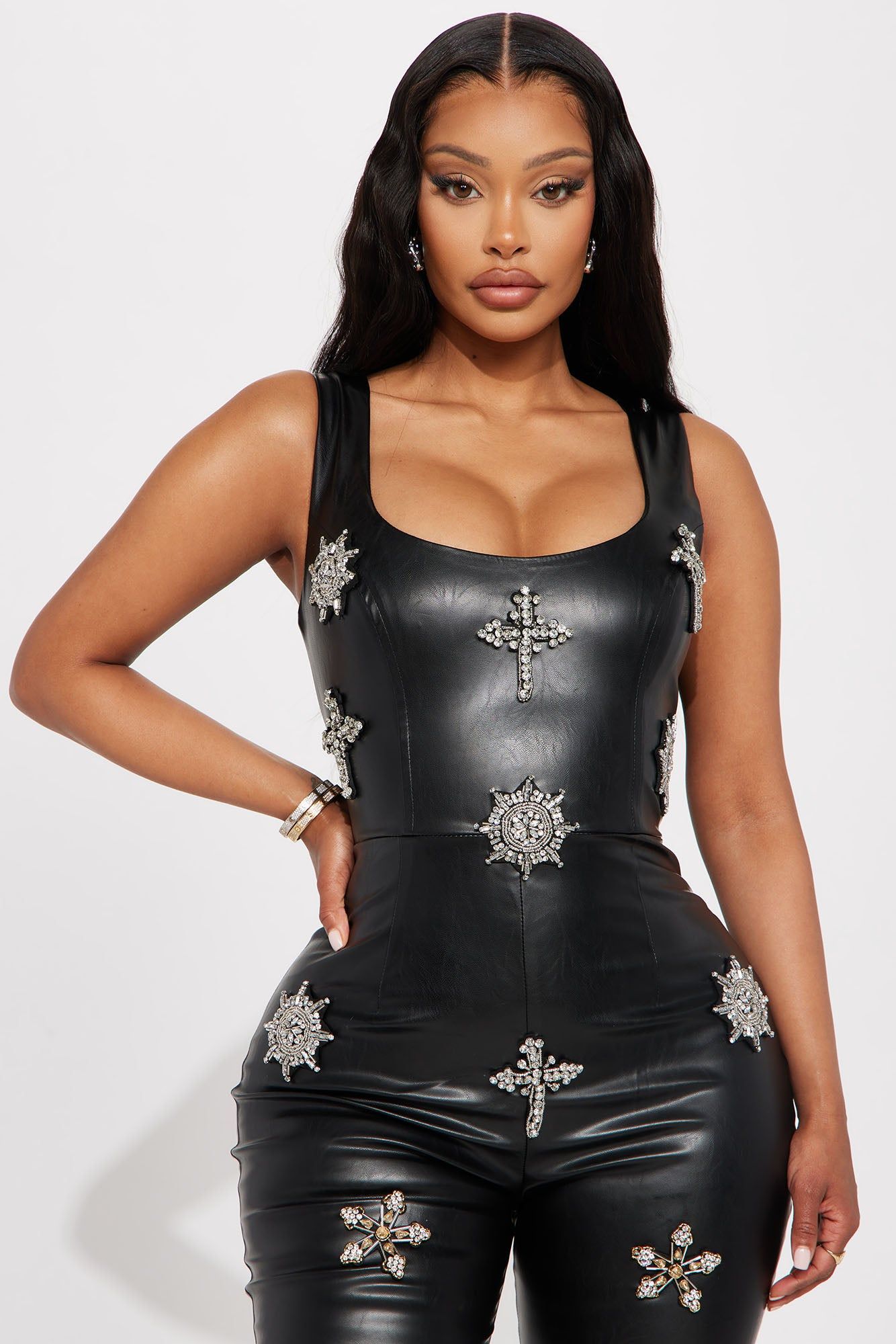 Dolce Faux Leather Jumpsuit - Black sold by Fashion Nova product image thumbnail 2