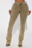 Verdant High Rise Stretch Flare Jeans - Olive sold by Fashion Nova