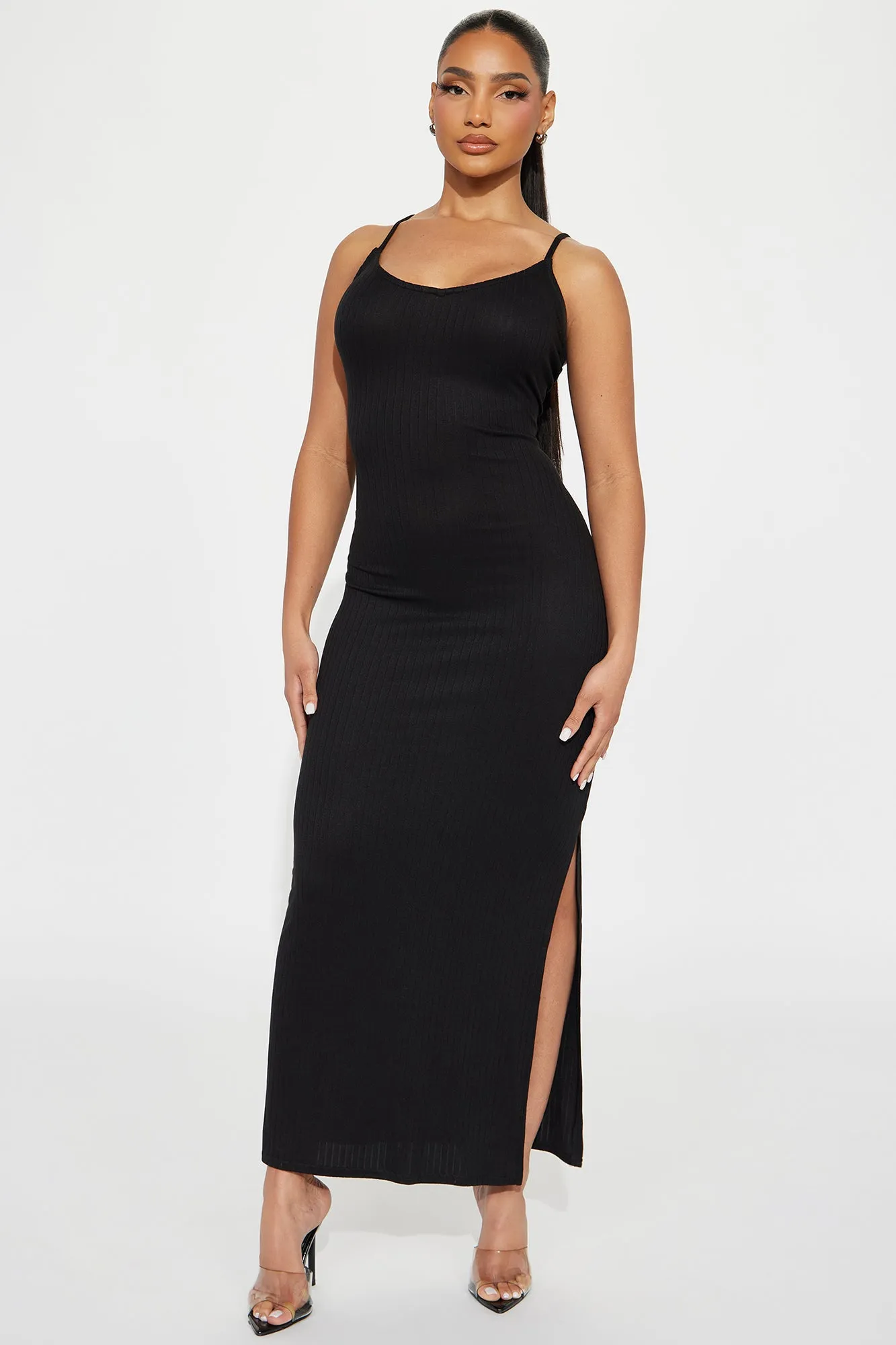 Nina Ribbed Maxi Dress - Black sold by Fashion Nova
