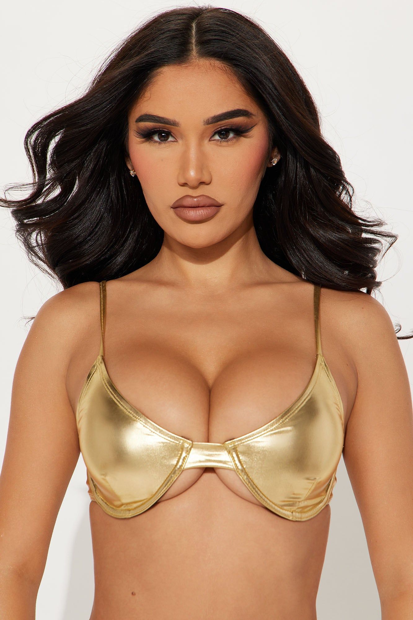 Maui Metallic Underwire Bikini Top - Gold sold by Fashion Nova