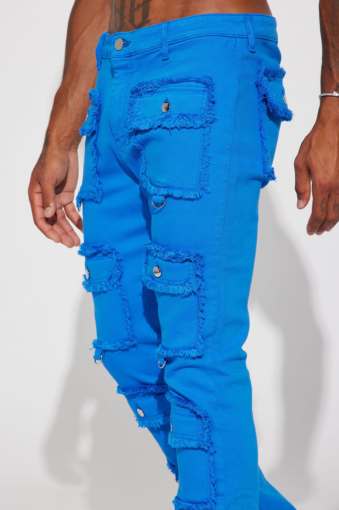 Fit Check Stacked Skinny Flared Pants - Blue sold by Fashion Nova product image thumbnail 4