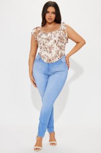 Poppy Floral Corset Top - Ivory/combo sold by Fashion Nova