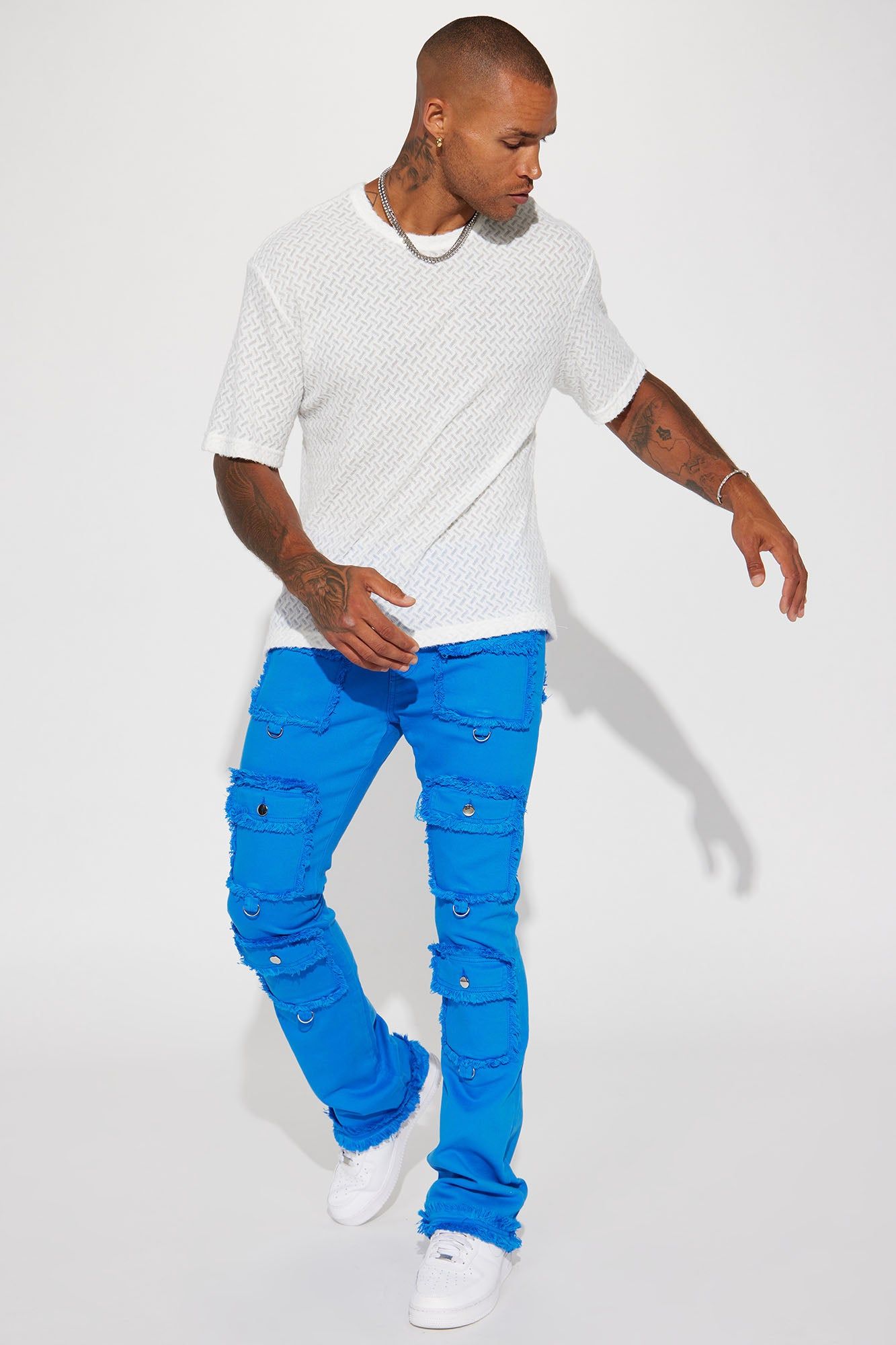 Fit Check Stacked Skinny Flared Pants - Blue sold by Fashion Nova product image thumbnail 3