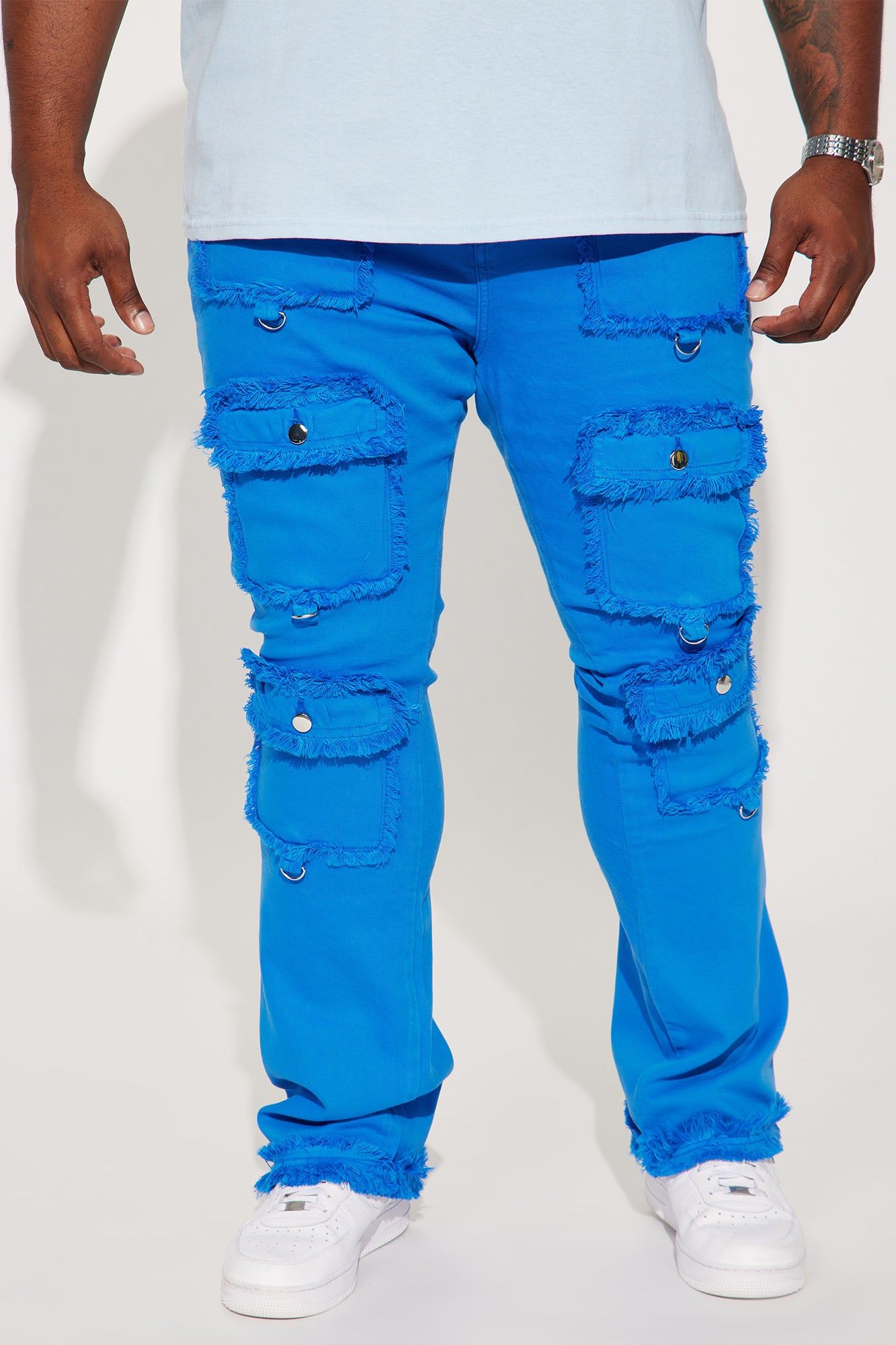 Fit Check Stacked Skinny Flared Pants - Blue sold by Fashion Nova product image thumbnail 2