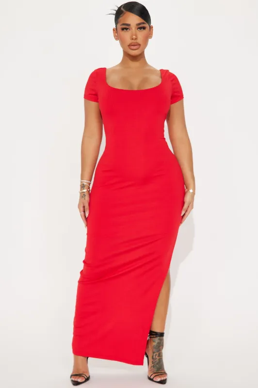 Chloe Ribbed Maxi Dress - Red sold by Fashion Nova