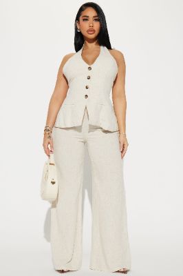 Cece Linen Pant Set - Taupe sold by Fashion Nova