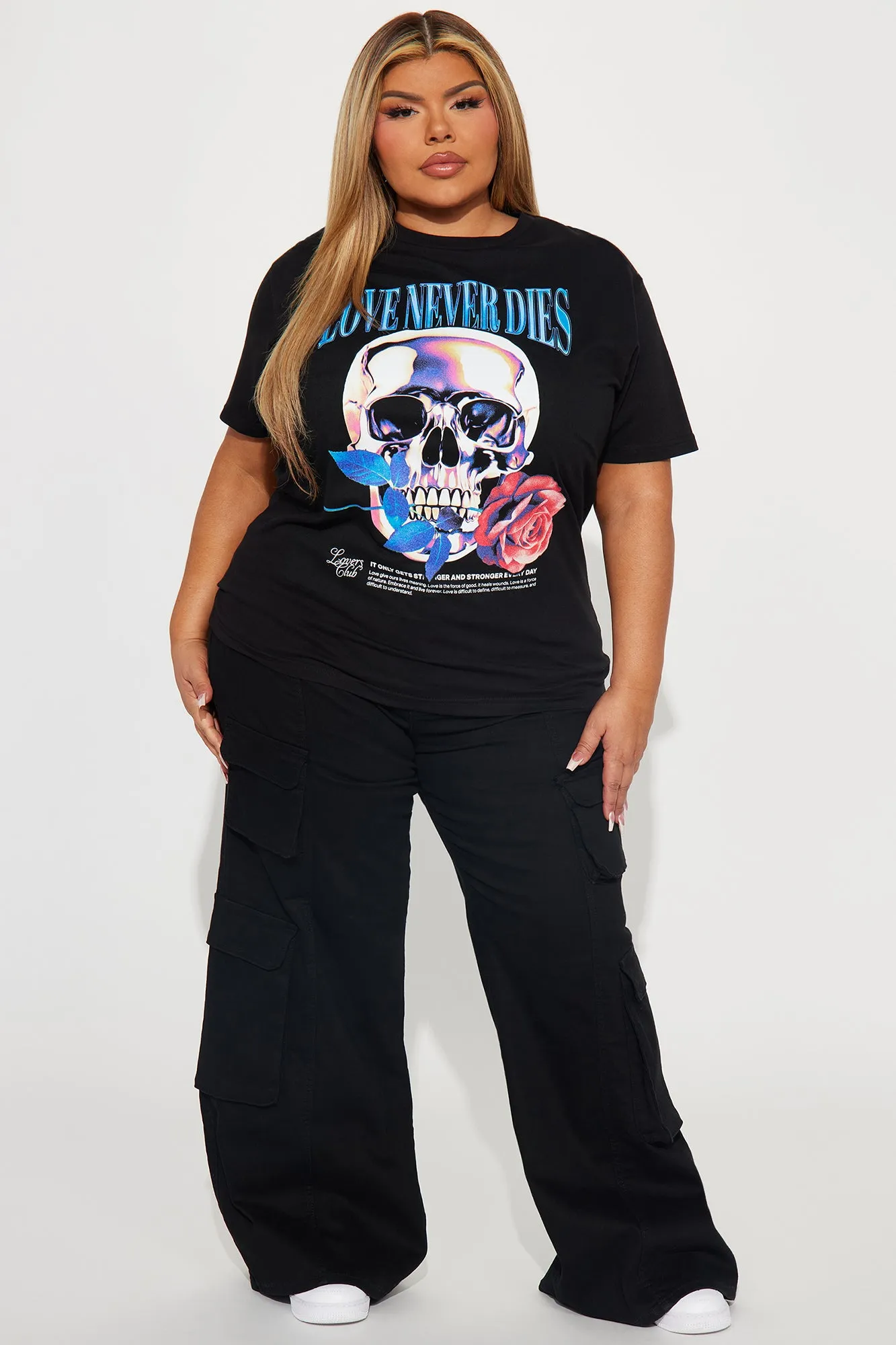 Chrome Skull and Rose Graphic Tee - Black sold by Fashion Nova product image thumbnail 5