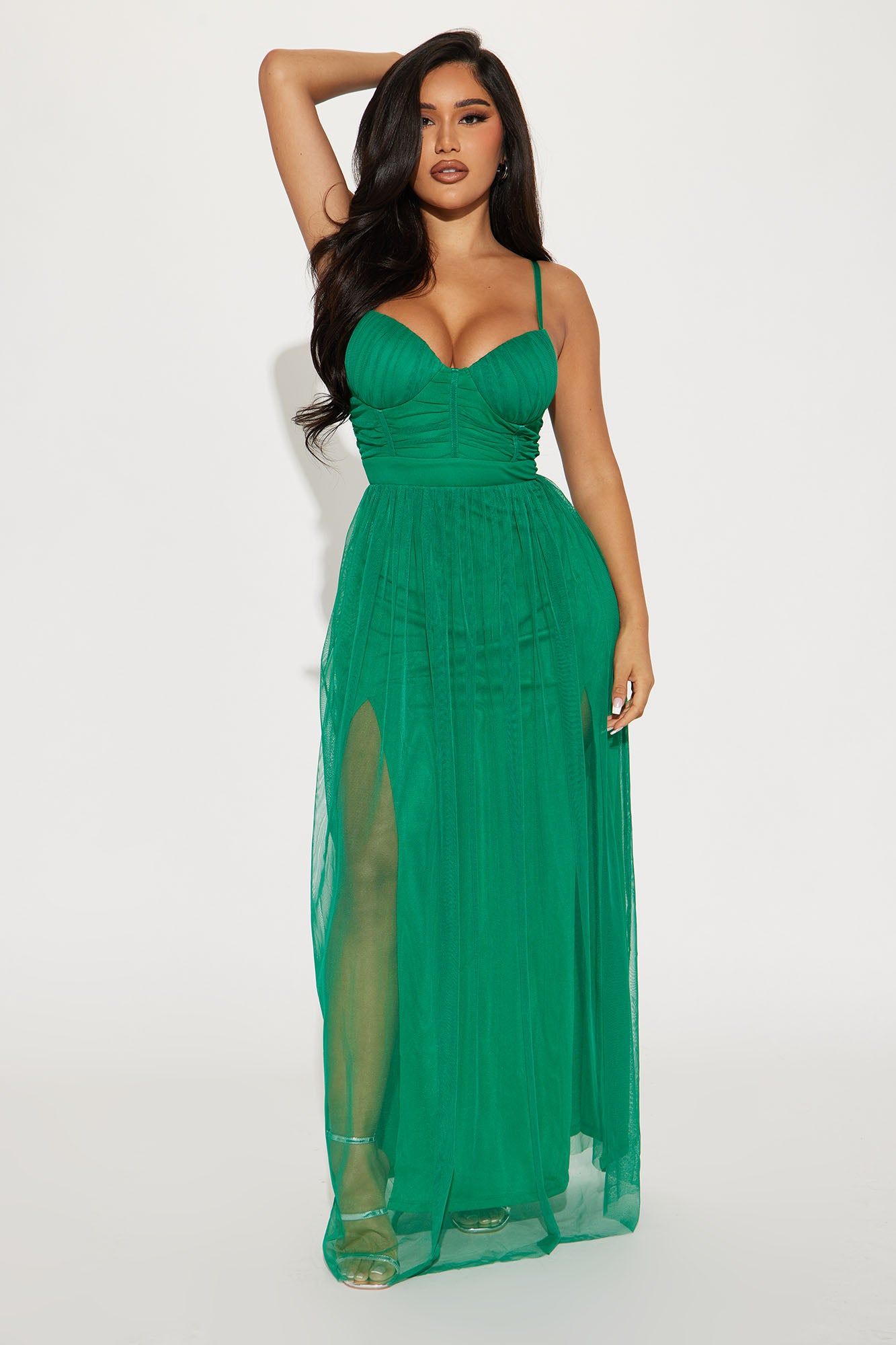 Sweet Memories Tulle Maxi Dress - Green sold by Fashion Nova