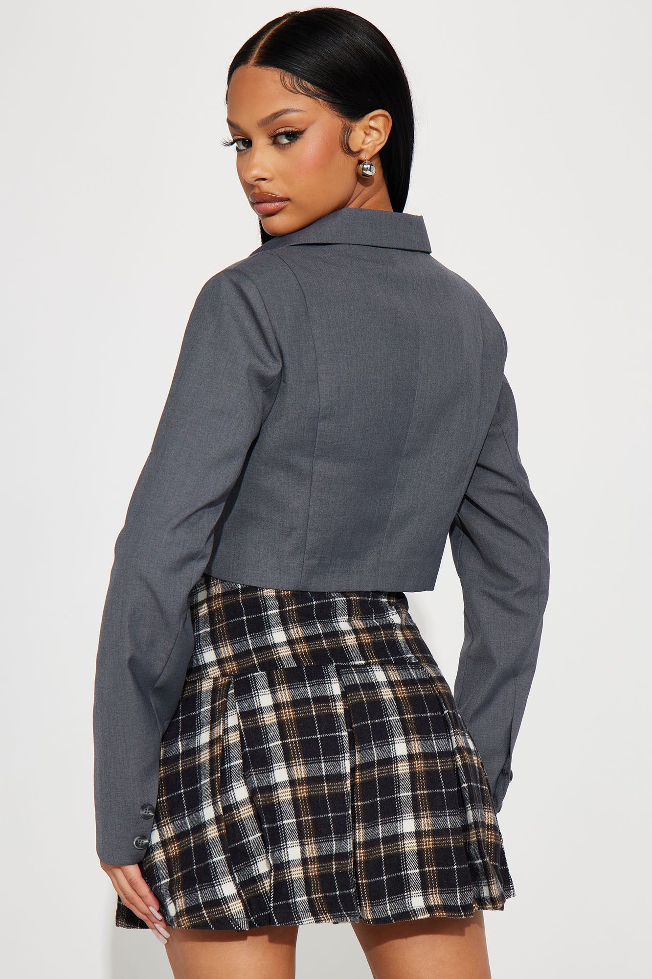 About My Work Cropped Blazer - Charcoal sold by Fashion Nova product image thumbnail 3