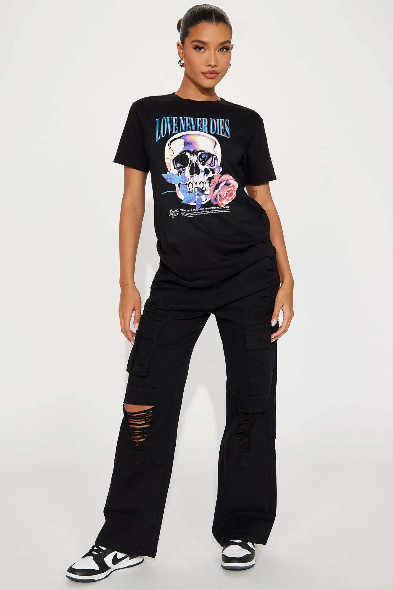 Chrome Skull and Rose Graphic Tee - Black sold by Fashion Nova product image thumbnail 2