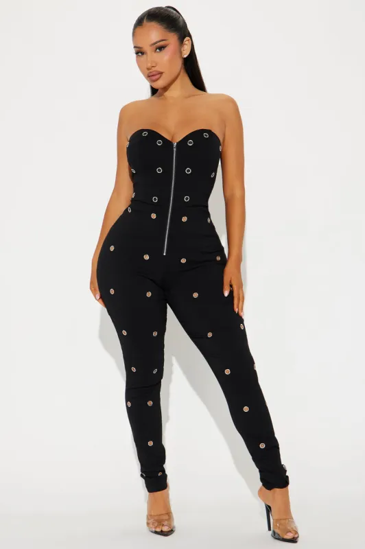 Rule Breaker Hardware Jumpsuit - Black sold by Fashion Nova
