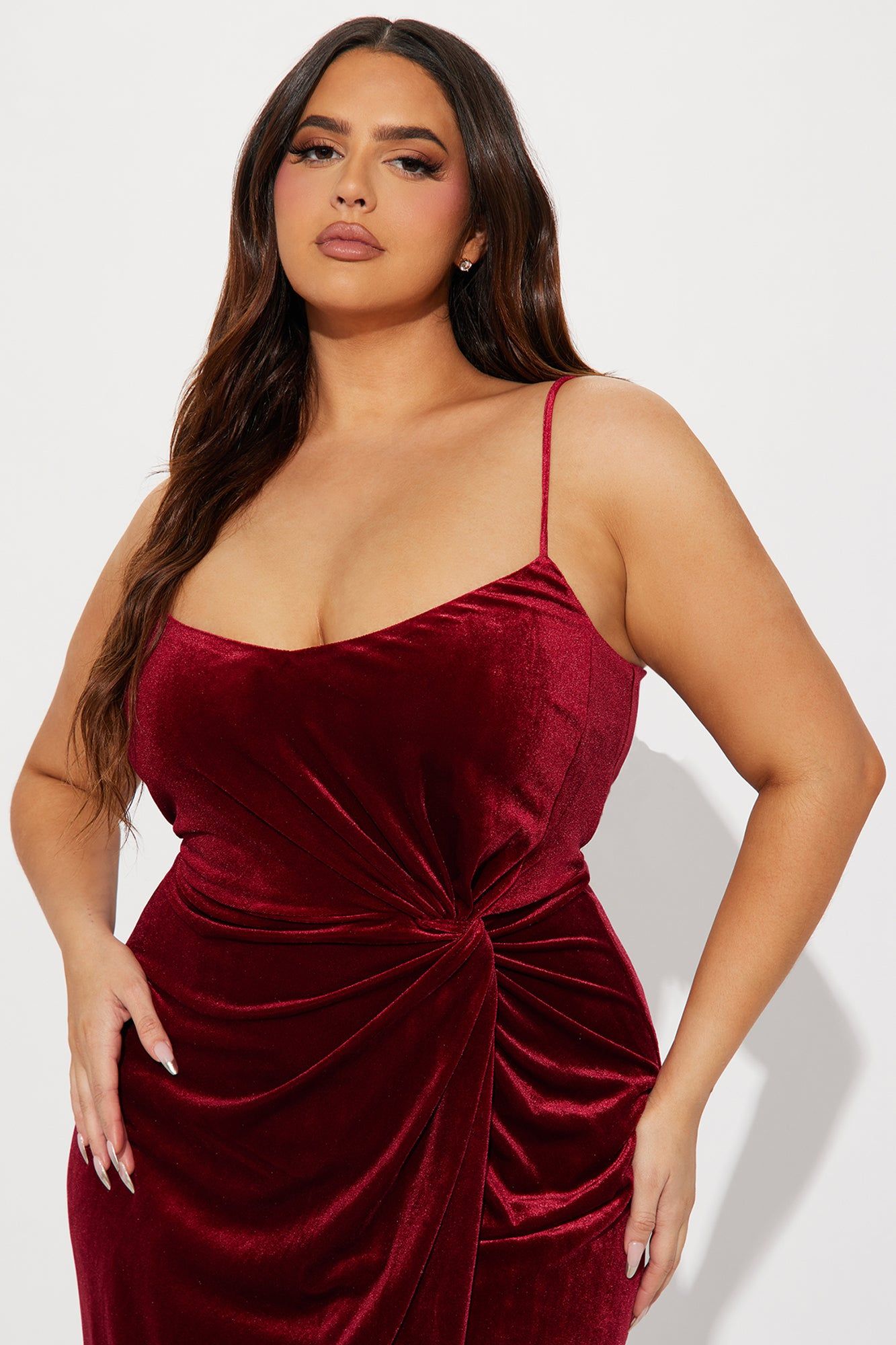 Manchester Velvet Midi Dress - Burgundy sold by Fashion Nova product image thumbnail 5