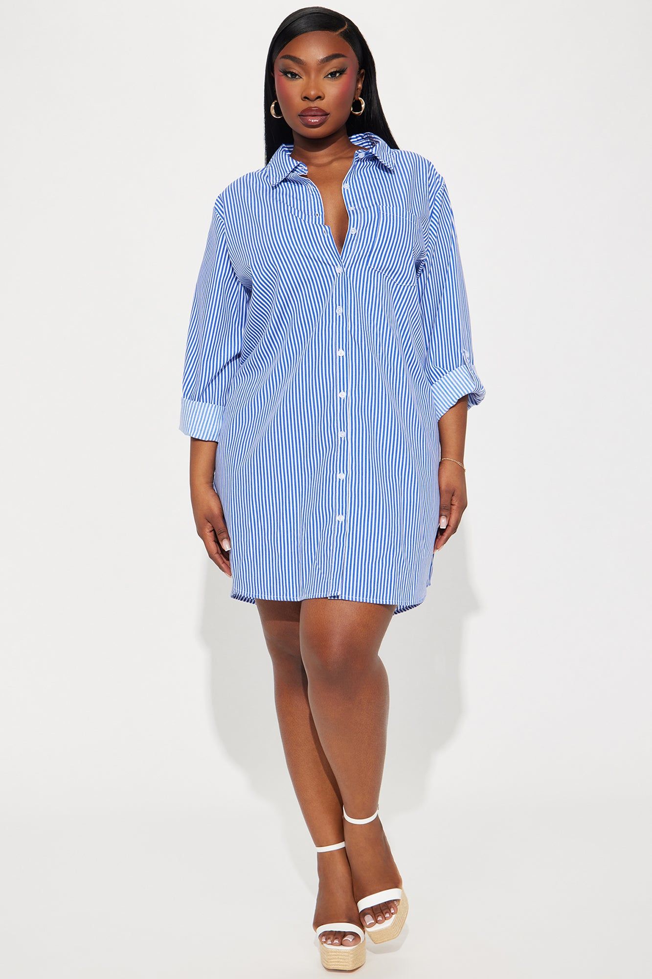 Emilia Mini Shirt Dress - Blue/combo sold by Fashion Nova product image thumbnail 4