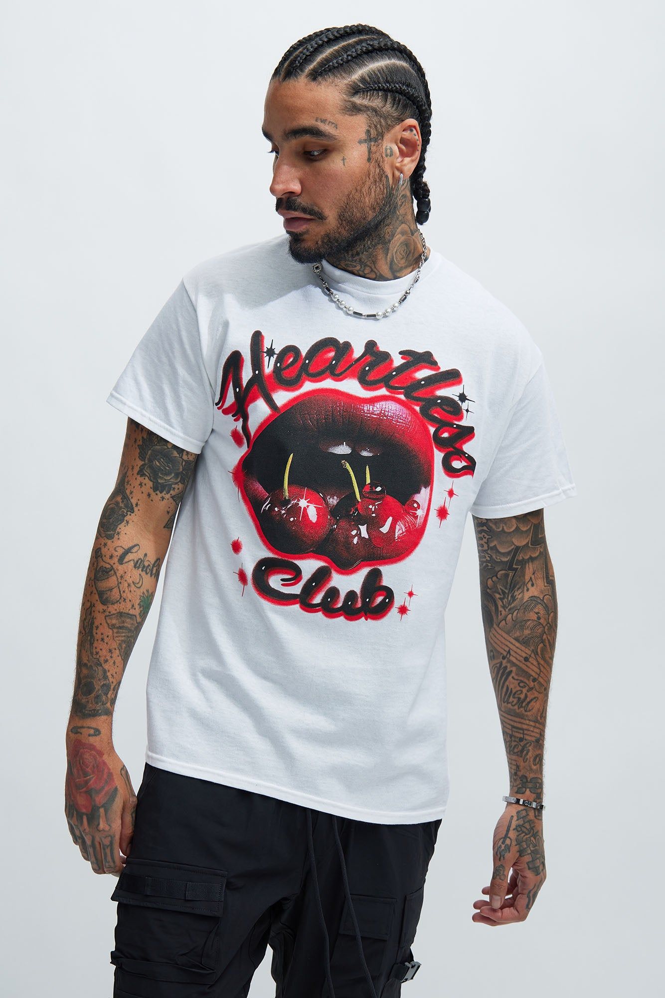 Heartless Club Short Sleeve Tee - White sold by Fashion Nova