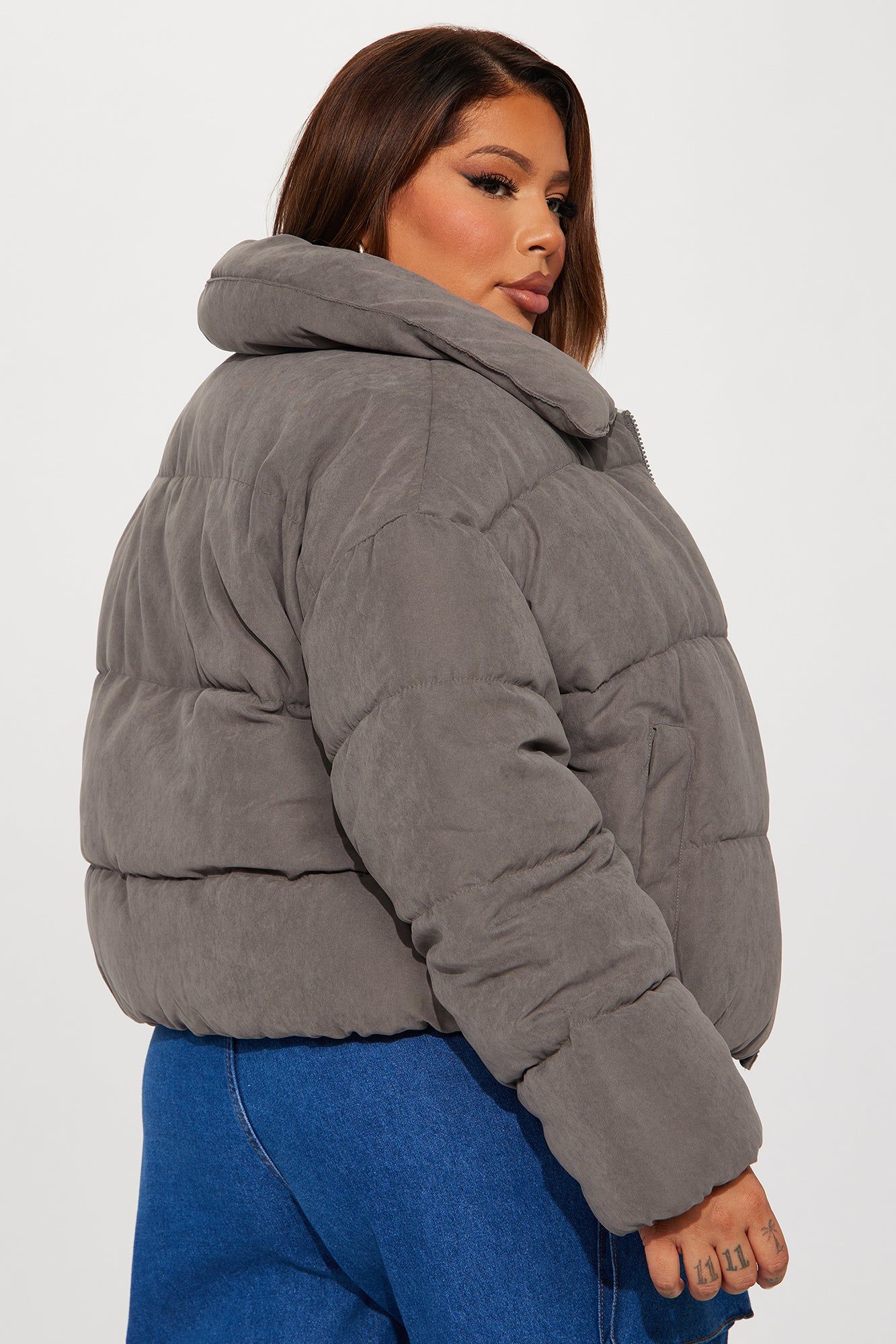 Too Hot To Handle Puffer Jacket - Grey sold by Fashion Nova product image thumbnail 6