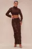 Dayna Floral Embroidered Skirt Set - Chocolate sold by Fashion Nova