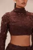 Dayna Floral Embroidered Skirt Set - Chocolate sold by Fashion Nova