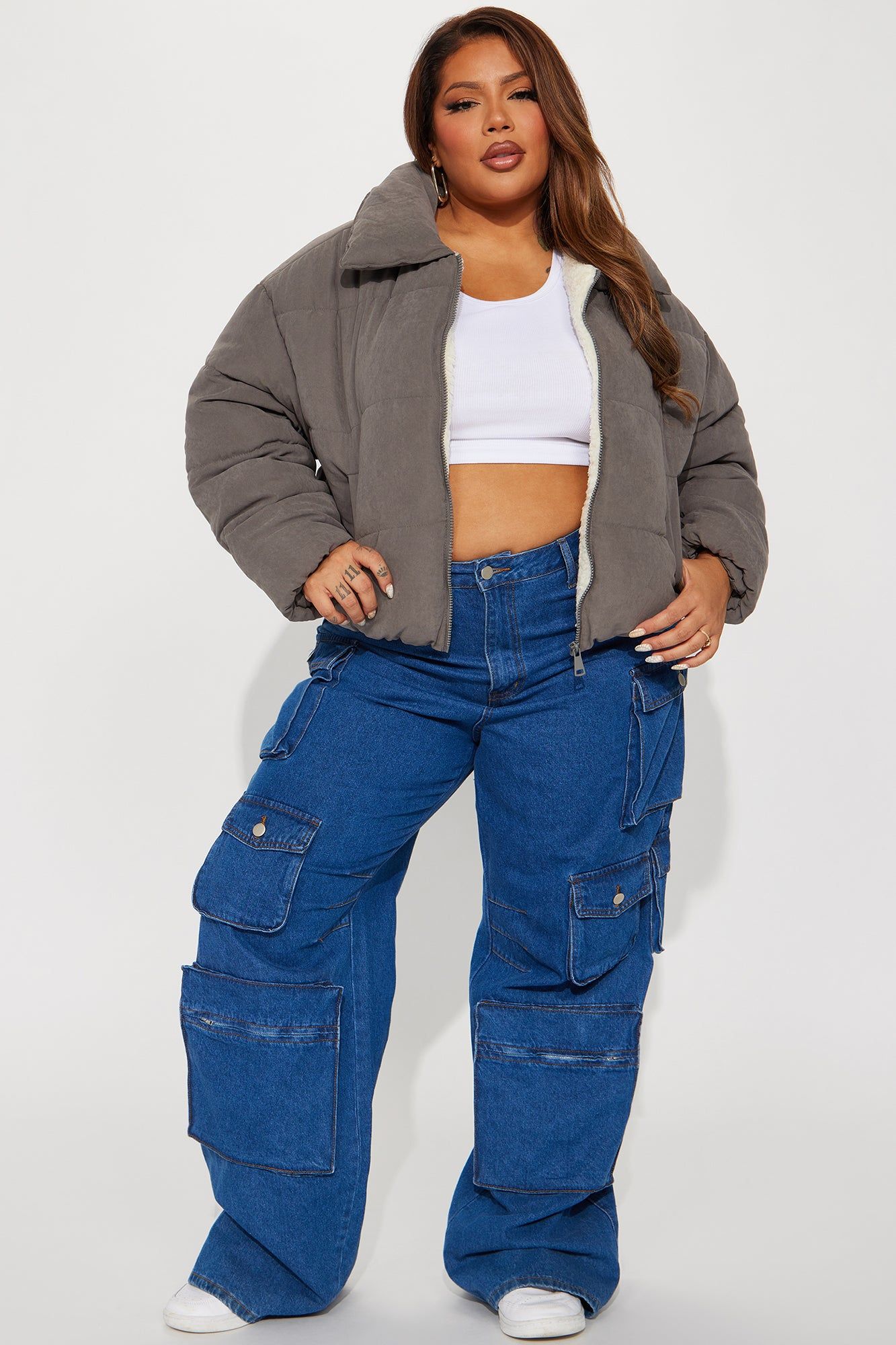 Too Hot To Handle Puffer Jacket - Grey sold by Fashion Nova product image thumbnail 5