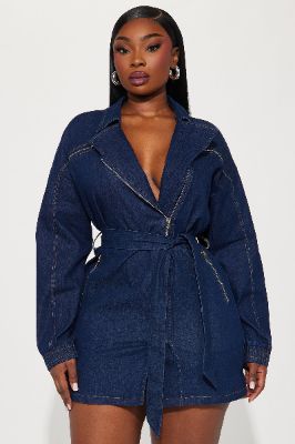 Aurora Denim Mini Dress - Dark Wash sold by Fashion Nova