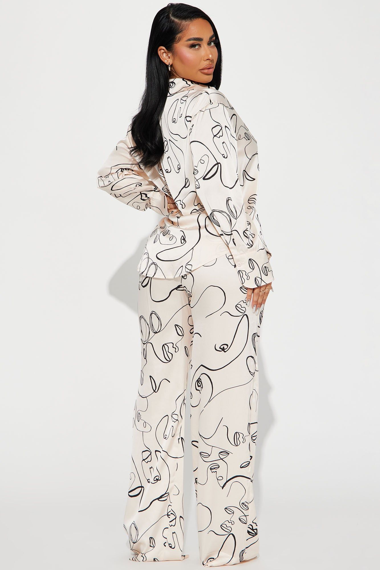 Stop Staring Satin Pant Set - Cream/combo sold by Fashion Nova product image thumbnail 3