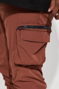 Stacked Ruched Nylon Cargo Pants - Brown sold by Fashion Nova