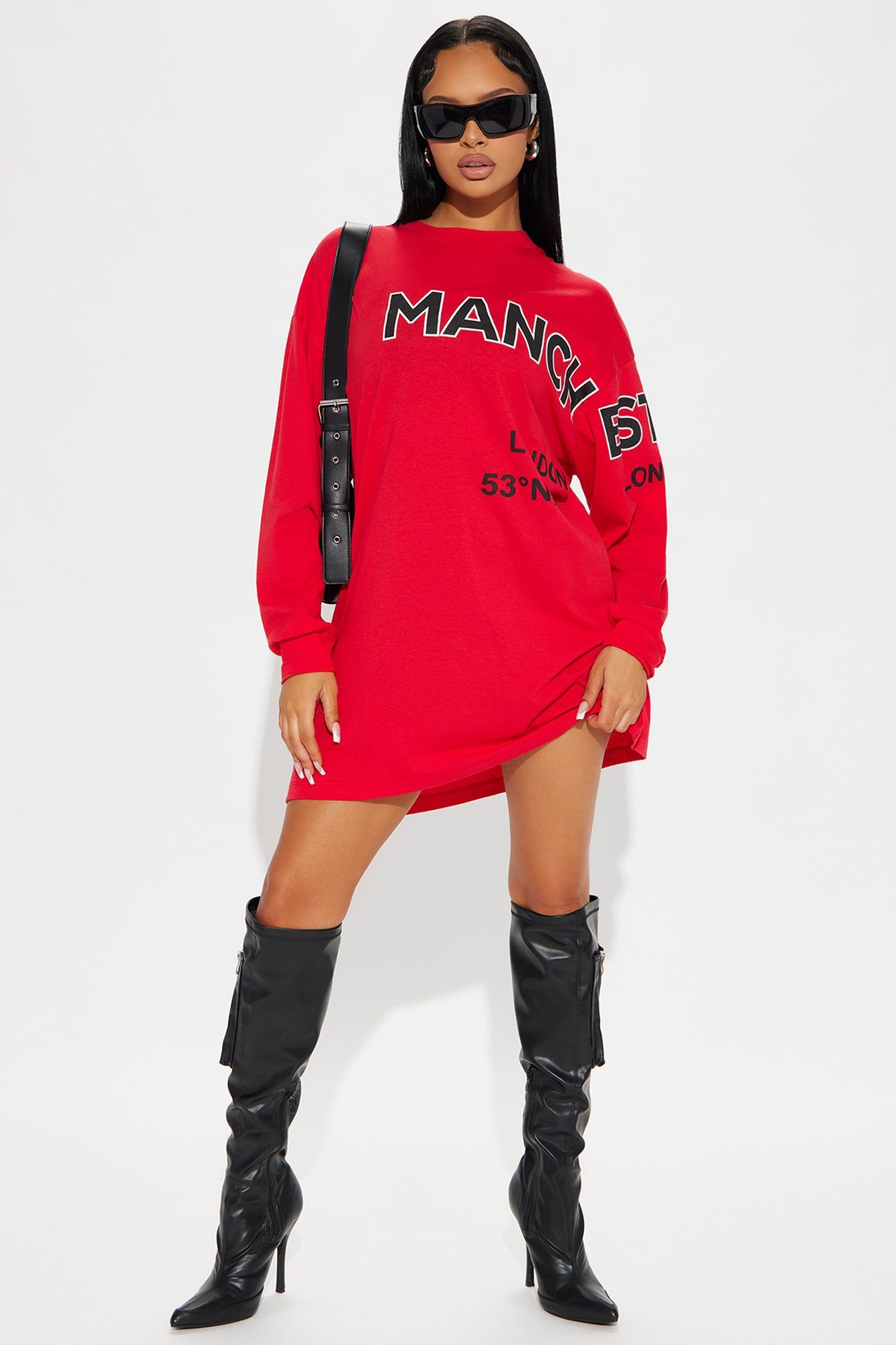 Manchester T-Shirt Mini Dress - Red sold by Fashion Nova