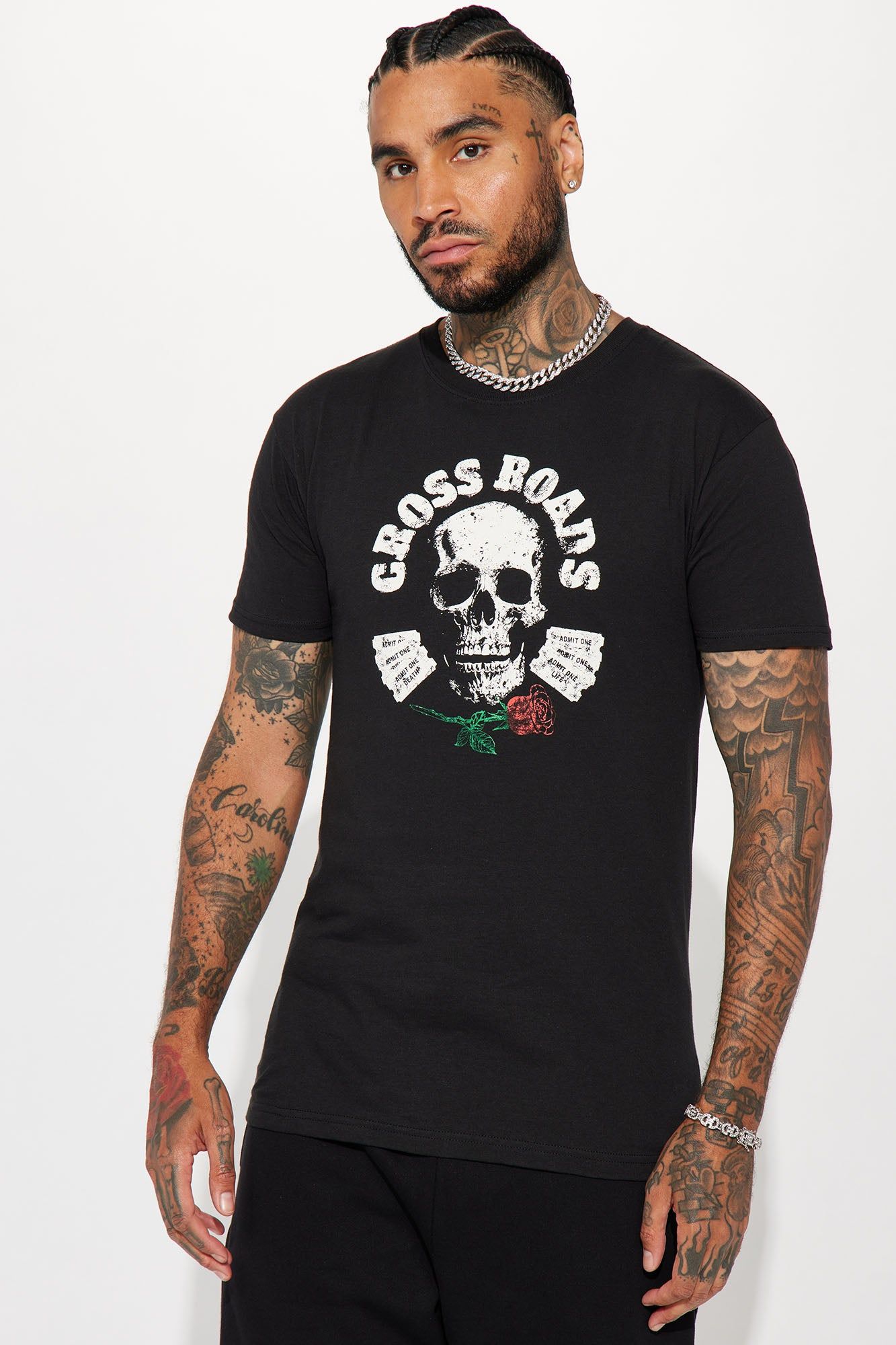 Cross Roads Short Sleeve Tee - Black sold by Fashion Nova